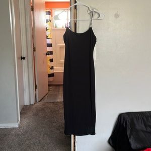 Black calf length black dress